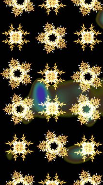 Kar tanelerinin soyut arkaplanlı Noel arkaplanı. Siyah, sarı ve kahverengi kar taneleri. Noel için tatil tasarımı, yeni yıl moda baskıları. Güzel tasarım. Raster illüstrasyonu.