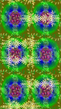 Sembol kışı, donmuş, Noel, yeni yıl tatili. Siluet kar tanesi işareti izole edilmiş yeşil, mavi ve sarı renkler. Kar Tanesi Mozaik ikonu. Raster tasarımı. Grafiksel element dekorasyonu. Düz tasarım.