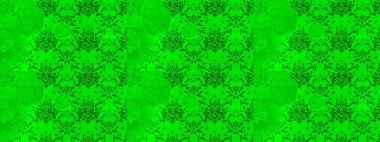 Raster illüstrasyonundaki çiçek desenli çizim. Yeşil ve mavi renkte çiçekler.