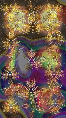 Güzel soyut kar tanesi raster tasarımı. Düz kar karalama ikonları, kar taneleri kahverengi, gri ve mor renkli siluetler noel afişi, kartlar. Yeni yıl kar tanesi.