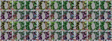 Kusursuz çiçek deseni. Raster illüstrasyonu. Tarafsız renklerde Asyalı tekstil.