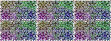 Düz Çiçek Elementleri Tasarımı. Renkli Bahar Temalı Kusursuz Arkaplan. Sevimli çiçek raster deseni. Gri renkli çiçekler.