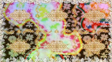 Tekrarlayan elementlerle kusursuz soyut arkaplan. Klasik raster şablonu. Tarafsız ve altın desenli.