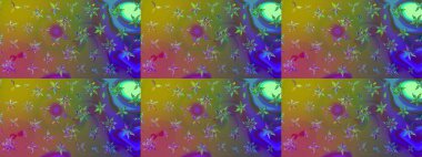 Raster illüstrasyonu. Raster deseni. Yumuşak, yeşil renkli bahar çiçekleri. Patlayan çiçekler soyut yerleştirilmiş.