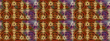 Noel ve yeni yıl moda baskıları için tatil tasarımı. Kahverengi, turuncu ve yeşil renkler. Kar tanelerinin soyut arkaplanlı Noel şablonu. Raster illüstrasyonu.