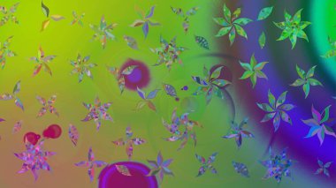 Arkaplan dokusu, duvar kağıdı, yeşil renkli çiçek teması. Soyut etnik raster çizim kalıbı. Kabile sanatı boho baskısı, klasik çiçek arkaplanı.