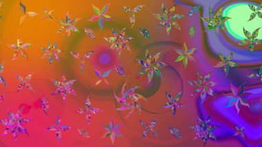 Raster illüstrasyonu. Renkli Bahar Teması eskiz kalıbı. Düz Çiçek Elementleri Tasarımı. Çiçekli çiçek deseni, suluboya. Kahverengi renkte çiçekler.