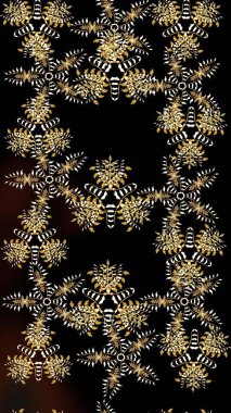 Çiçekli, siyah, pürüzsüz desen. Raster çiçek izi. Klasik taslak çizimi.