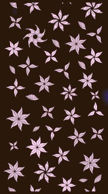 Kahverengi renkli bitkilerden oluşan parlak çiçekli çizim deseni.