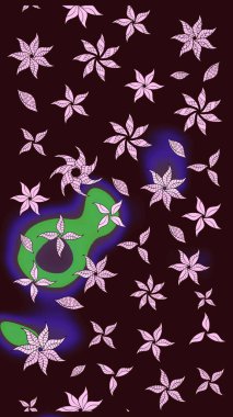 Raster illüstrasyonu. Çiçekli karalama şeklinde Raster çiçek deseni. Nazikçe, yaz çiçekleri kahverengi renklerde.