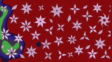 Klasik çiçekler. Yaz çiçekleri teması. Kırmızı renkler. Suluboya resim taklit Raster çizimi. El çizimi soyut süslü elementler.