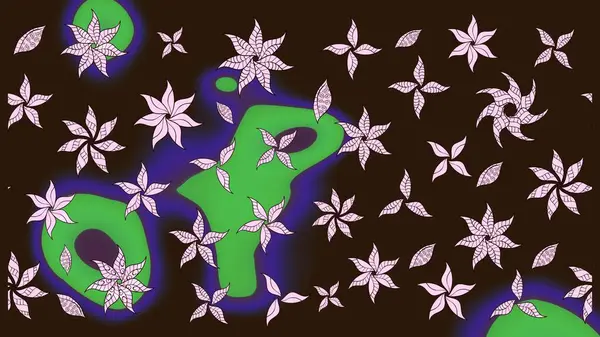 Kahverengi renkli çiçekler. Raster illüstrasyonunda çiçek deseni çizimi.