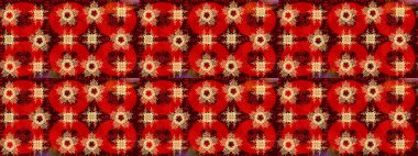 Yüzey için tekrarlanan doku, ambalaj kağıdı, kırmızı ve kahverengi renkte kar tanesi. Kış kar taneleri, raster arka plan.