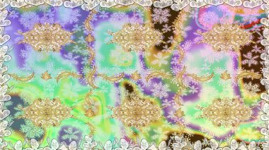 Çizgi sanatı tasarım şablonu için kusursuz sınır. Davetiyeler, kartlar, web sayfası için Raster illüstrasyon. Altın desenli çiçek dekoru. Doğu tarzı element. Tarafsız renklerde altın element.