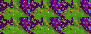 Renkli Bahar Teması eskiz kalıbı. Raster illüstrasyonundaki çiçek desenli çizim. Düz Çiçek Elementleri Tasarımı. Yeşil renkte çiçekler.