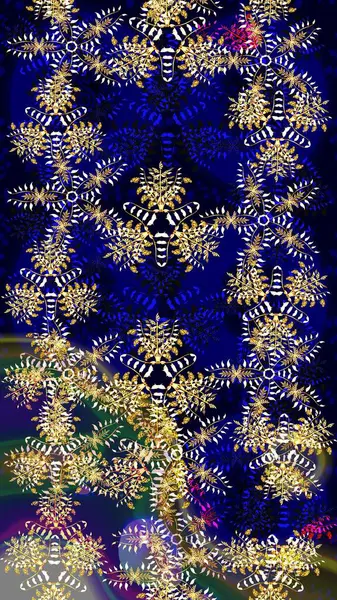 Raster illüstrasyonu. Renkler. Noel ve yeni yıl moda baskıları için tatil tasarımı. Kar tanelerinin soyut arkaplanı olan şirin bir Noel arkaplanı. Mavi, siyah ve nötr kar taneleri.