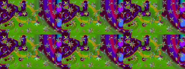 Renkli Bahar Teması eskiz kalıbı. Raster illüstrasyonundaki çiçek desenli çizim. Düz Çiçek Elementleri Tasarımı. Yeşil renkte çiçekler.