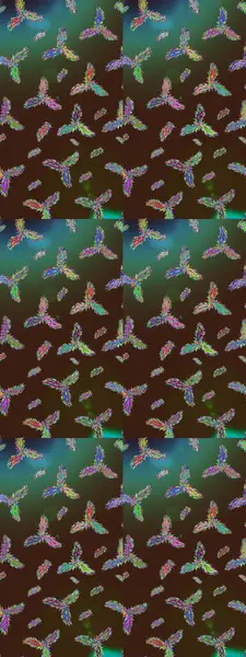 Kış konsepti Kahverengi, yeşil ve mavi renklerde kar tanesinden yapılmış kış deseni. Düz yatıyordu. Raster illüstrasyonu.