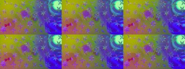 Raster illüstrasyonundaki çiçek desenli çizim. Yeşil renkte çiçekler.