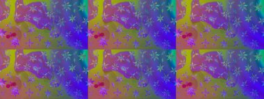 Raster Çiçek İllüstrasyonu 'nun şirin tekstili. Mor renkli etnik çiçeklerle zarif bir eskiz deseni..