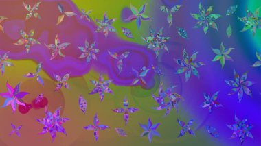 Kıvırcık, parlak örgü. Raster illüstrasyonu. Çiçek çelengi. Eski moda arka plan. Desen, çizim, çiçek sınırı. Güzel, pürüzsüz kumaş, tuval..