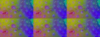 Raster illüstrasyonundaki çiçek desenli çizim. Düz Çiçek Elementleri Tasarımı. Mor renkli çiçekler. Renkli Bahar Teması çizim şablonu.