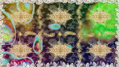 Barok tarzında kusursuz bir doğulu süsü. Raster geleneksel altın pürüzsüz desen nötr renkler üzerinde.