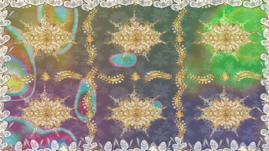 Klasik raster şablonu. Tarafsız ve altın desenli. Tekrarlayan ögelerle kusursuz soyut arkaplan.