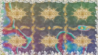 Gri renklerde altın tekrarlayan elementlerle soyut arkaplan. Kusursuz oryantal klasik altın desen.