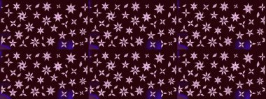 Çiçekli karalama şeklinde Raster çiçek deseni. Kahverengi renkli çiçekler. Yumuşak, bahar çiçekli arka plan.