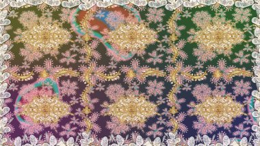 Raster illüstrasyonu. Tekrarlayan elementlerle soyut arkaplan oluşturun. Tarafsız renklerde altın rengi ve altın elementler üzerinde altın pürüzsüz desen. Kusursuz, klasik altın desen..