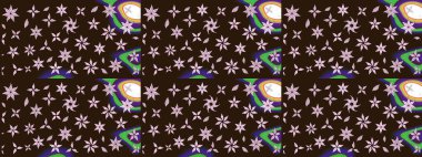 Çiçekli el çizimi çizimi deseni. Modern gelişim kahverengi raster arka plan duvar kâğıdı illüstrasyon klasik çizgili iz sürme desenli çiçekler, çiçekli süsler.