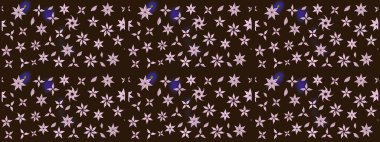 Patlayan çiçekler soyut olarak yerleştirilmiş. Kahverengi renklerde bahar çiçekleri. Raster deseni. Raster illüstrasyonu.