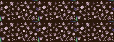 Kahverengi renkli etnik çiçeklerin olduğu zarif bir eskiz modeli. Asya Tekstil 'inde Raster Çiçek İllüstrasyonu.