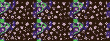 Raster. Kahverengi renkte güzel çiçekler, suluboya desenli eskiz deseni, duvar kağıdı, kart veya kumaş için fayanslı..