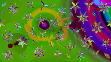 Çiçekler suluboya tarzında yeşil renkte. Suluboya çizim kalıbı. Çiçek izi.