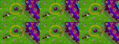 Düz Çiçek Elementleri Tasarımı. Eskiz klasiği. Renkli Bahar Teması eskiz kalıbı. Raster Şirin kumaş deseni.