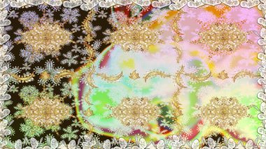 Geleneksel oryantasyon süsü. Klasik klasik klasik arka plan. Kusursuz klasik raster nötr ve altın desenli.