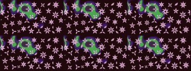 Düz Çiçek Elementleri Tasarımı. Raster illüstrasyonundaki çiçek desenli çizim. Renkli Bahar Teması eskiz kalıbı. Süslü kumaş deseni.