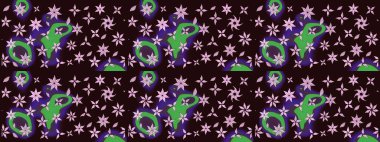 Raster illüstrasyonundaki çiçek desenli çizim. Suluboya tarzında kahverengi renkte çiçekler.