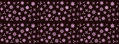 Raster deseni. Bahar çiçekleriyle desen dalla, kahverengi renklerle çiçek siluetiyle.