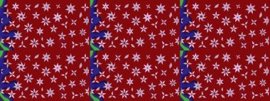 Bir sürü kırmızı ve soyut çiçekli tropik eskiz deseni. Küçük çiçekteki sevimli çiçek deseni. Renkli raster çizimi çizimi.