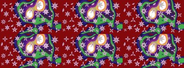 Raster Yumuşak kumaş deseni. Raster çiçek izi. Çiçek kırmızısı eskiz deseni. Klasik taslak çizimi.