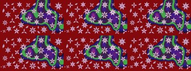 Kırmızı renkte çiçekler. Hediye ambalaj kağıdı, tebrik kartları, posterler ve pankart tasarımı. Raster düz çiçek çizim deseni.