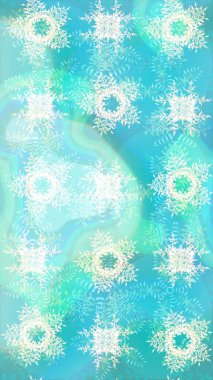 Çok mavi, zarif küçük çiçekler ve mavi renkli komik böcekler, raster desen, illüstrasyon.