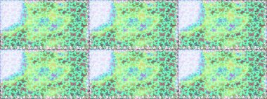 Kelebeklerle güzel bir moda modeli. Raster illüstrasyonu. Fantezi çizimi. Moda sevimli kumaş tasarımı. Yeşil ve mavi renkli illüstrasyon.