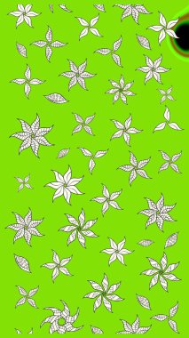 Raster çiçek desenli çiçek deseni, yapraklar, dekoratif elementler, sıçrama, lekeler, el çizimi kontur çizgileri ve Doodle çizim stili, grafik raster çizim çizimi.