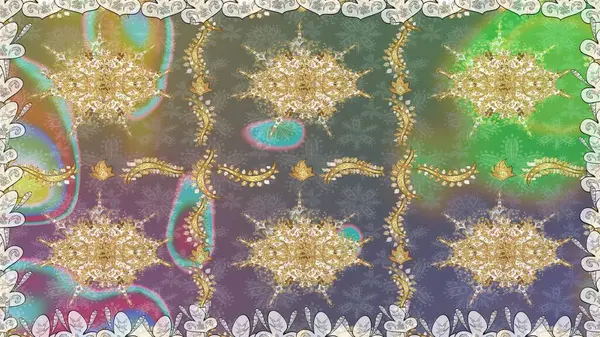 Klasik raster şablonu. Tarafsız ve altın desenli. Tekrarlayan ögelerle kusursuz soyut arkaplan.