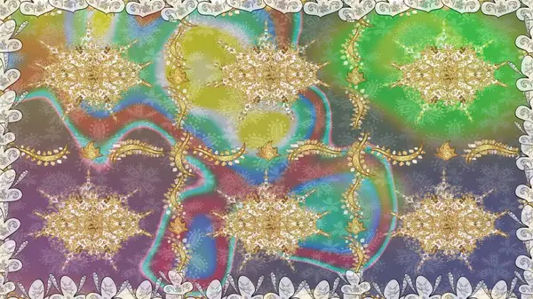 Paisleys zarif çiçek desenli arkaplan duvar kâğıdı çizimi klasik stil, modern 3D çizgili sanat eseri altın ve nötr desenli çiçek yaprakları ve süslemeleri..