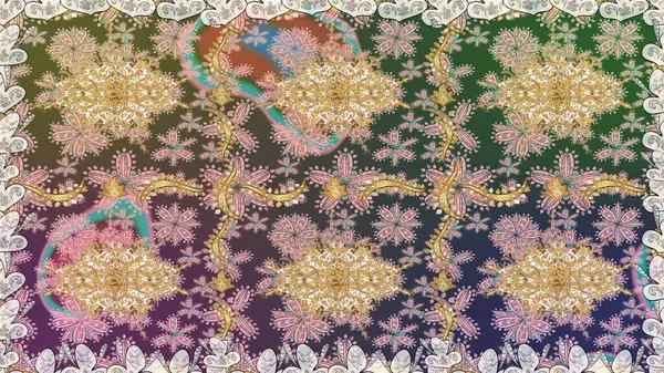 Raster illüstrasyonu. Tekrarlayan elementlerle soyut arkaplan oluşturun. Tarafsız renklerde altın rengi ve altın elementler üzerinde altın pürüzsüz desen. Kusursuz, klasik altın desen..